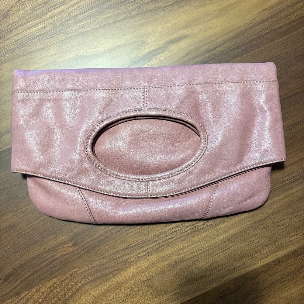 Vintage Eddie Bauer fold over clutch - blush pink